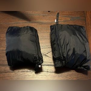 Packable Rain Pants & Jacket Set Zippered Pockets Mesh Folding Hood Velcro